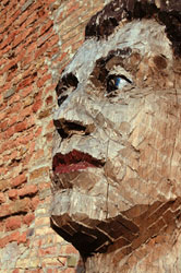 Stephan Balkenhol, Grande testa 1994, legno dipinto, cm 110 x 80 x 90, particolare